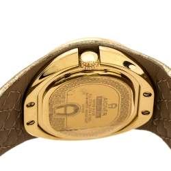 Pre Owned Aigner Cream Gold Plated Stainless Steel DIamond Ravello Due A21000 Women's Wristwatch 43 mm