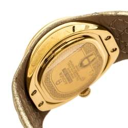 Pre Owned Aigner Cream Gold Plated Stainless Steel DIamond Ravello Due A21000 Women's Wristwatch 43 mm