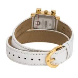 Pre Owned Aigner White Mother of Pearl Gold Plated Stainless Steel Genua Due A31000 Women's Wristwatch 27 mm