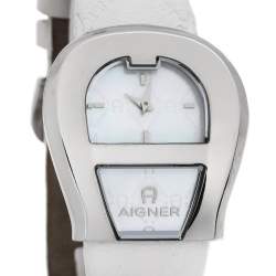 Pre Owned Aigner Mother of Pearl Gold Plated Stainless Steel Venezia A39200 Women's Wristwatch 36 mm