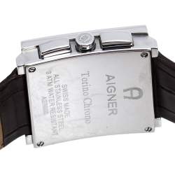 Pre Owned Aigner Brown Stainless Steel Leather Torino Chrono A27000 Men's Wristwatch 36 mm