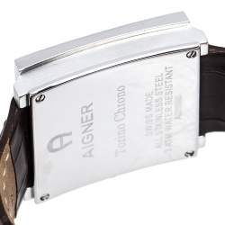 Pre Owned Aigner Brown Stainless Steel Leather Torino Chrono A27000 Men's Wristwatch 36 mm