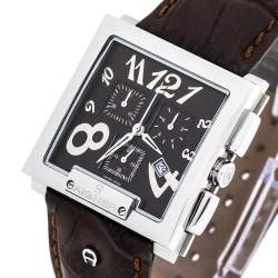 Pre Owned Aigner Brown Stainless Steel Leather Torino Chrono A27000 Men's Wristwatch 36 mm