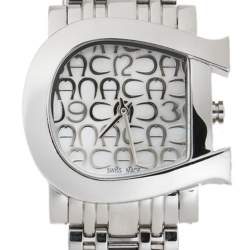 Pre Owned Aigner White Mother Of Pearl Stainless Steel Genua Due A31600 Women's Wristwatch 31 mm