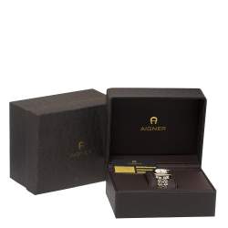 Pre Owned Aigner White Leaves Two-Tone Stainless Steel Genua Due A31600 Women's Wristwatch 31 mm