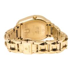 Pre Owned Aigner Mother Of Pearl Gold Plated Stainless Steel Verona A48100 Women's Wristwatch 33 mm