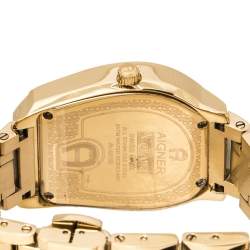 Pre Owned Aigner Mother Of Pearl Gold Plated Stainless Steel Verona A48100 Women's Wristwatch 33 mm