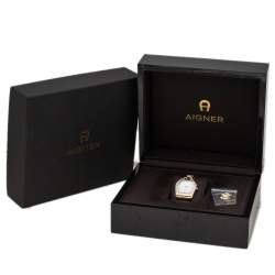 Pre Owned Aigner Mother Of Pearl Gold Plated Stainless Steel Verona A48100 Women's Wristwatch 33 mm