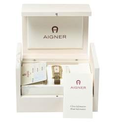 Pre Owned Aigner Mother of Pearl Gold Plated Stainless Steel Diamond Olbia A29000 Women's Wristwatch 21 mm