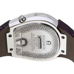 Pre Owned Aigner Silver Stainless Steel and Leather Cremona A40200 Women's Wristwatch 36 mm