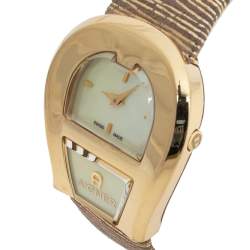 Pre Owned Aigner Mother Of Pearl Yellow Gold Plated Stainless Steel Venezia A39200 Women's Wristwatch 36 mm