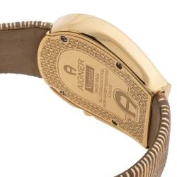 Pre Owned Aigner Mother Of Pearl Yellow Gold Plated Stainless Steel Venezia A39200 Women's Wristwatch 36 mm