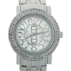 Pre Owned ساعة يد نسائية أيغنر كورتينا أيه 26300 ستانليس ستيل فضي 35 مم