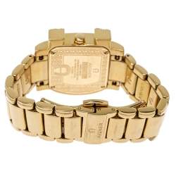 مملوكة مسبقًا Aigner White Mother of Pearl Gold Plated Stainless Steel Diamonds Genua Due A31600 Women's Wristwatch 31 mm