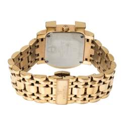 Pre Owned Aigner Mother of Pearl Gold Plated Stainless Steel Genua Due A31600 Women's Wristwatch 31 mm