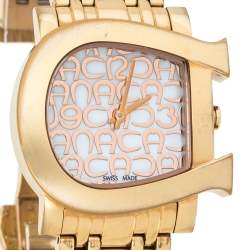 Pre Owned Aigner Mother of Pearl Gold Plated Stainless Steel Genua Due A31600 Women's Wristwatch 31 mm