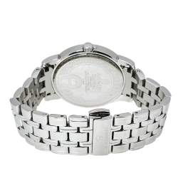 Pre Owned Aigner Silver White Mother Of Pearl Stainless Steel Diamonds Cortina A26300 Women's Wristwatch 36 MM