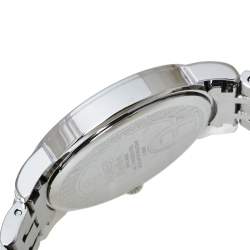 Pre Owned Aigner Silver White Mother Of Pearl Stainless Steel Diamonds Cortina A26300 Women's Wristwatch 36 MM