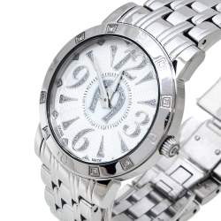 Pre Owned Aigner Silver White Mother Of Pearl Stainless Steel Diamonds Cortina A26300 Women's Wristwatch 36 MM
