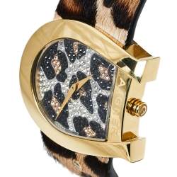 Pre Owned Aigner Brown Stainless Steel Leather Genua Due A31000 Women's Wristwatch 36MM