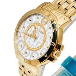 Pre Owned Aigner Silver Gold Plated Stainless Steel Triento A09300 Women's Wristwatch 38 mm