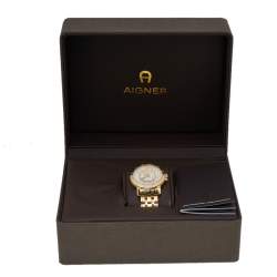Pre Owned Aigner Silver Gold Plated Stainless Steel Triento A09300 Women's Wristwatch 38 mm