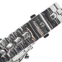 Pre Owned Aigner Black Stainless Steel Diamonds Verona A01200 Women's Wristwatch 24 mm
