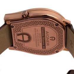 Pre Owned Aigner Bronze Tone Stainless Steel Diamonds Verona Nuovo 44 A22000 Women's Wristwatch 37 mm