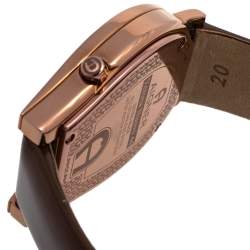 Pre Owned Aigner Bronze Tone Stainless Steel Diamonds Verona Nuovo 44 A22000 Women's Wristwatch 37 mm