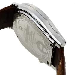 Pre Owned Aigner Silver Stainless Steel Leather Verona Nuovo A22100 Women's Wristwatch 33 mm