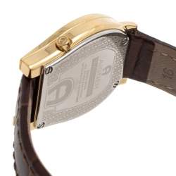 Pre Owned Aigner Brown Yellow Gold Plated Stainless Steel Leather Verona Nuovo A22400 Women's Wristwatch 30 mm