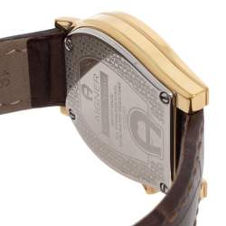 Pre Owned Aigner Brown Yellow Gold Plated Stainless Steel Leather Verona Nuovo A22400 Women's Wristwatch 30 mm