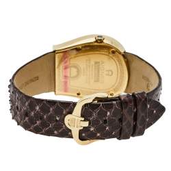 Pre Owned Aigner Brown Gold Plated Stainless Steel Leather Venezia A39200 Women's Wristwatch 36 mm