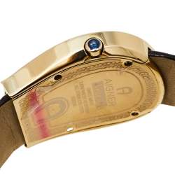 Pre Owned Aigner Brown Gold Plated Stainless Steel Leather Venezia A39200 Women's Wristwatch 36 mm