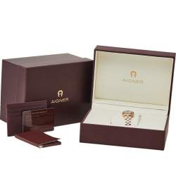 Pre Owned Aigner Mother Of Pearl Two-Tone Stainless Steel Arco A34200 Women's Wristwatch 26 mm