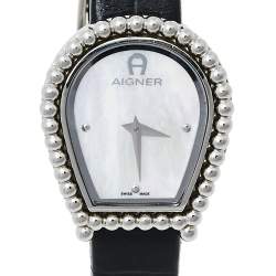 مملوكة مسبقًا ساعة يد نسائية أيغنر نوفارا ايه147200 جلد و ستانلس ستيل و صدف 27.50 مم