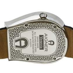 Pre Owned Aigner Black Stainless Steel Leather Venezia A39200 Women's Wristwatch 36 mm