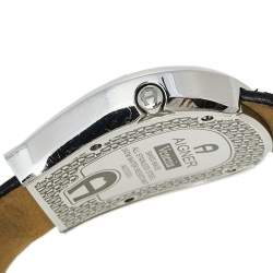 Pre Owned Aigner Black Stainless Steel Leather Venezia A39200 Women's Wristwatch 36 mm
