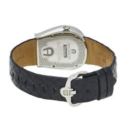 Pre Owned Aigner Black Stainless Steel Leather Venezia A39200 Women's Wristwatch 36 mm