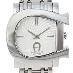 مملوكة مسبقًا Aigner Silver Swirl Stainless Steel Genua Due A31600 Women's Wristwatch 31 mm