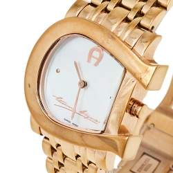 مملوكة مسبقًا Aigner Mother of Pearl Gold Tone Stainless Steel Genua Due A31600 Women's Wristwatch 31 mm