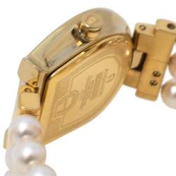 Pre Owned Aigner MOP Gold Tone Stainless Steel & Faux Pearl La Spezia A03300 Women's Wristwatch 28 mm