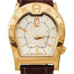 Pre Owned Aigner Gold Tone Stainless Steel Leather Verona Nuovo A22200 Women's Wristwatch 24 mm