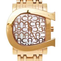 Pre Owned Aigner Mother of Pearl Gold Plated Stainless Steel Genua Due A31600 Women's Wristwatch 31 mm