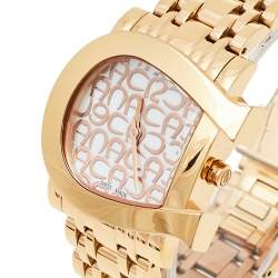 Pre Owned Aigner Mother of Pearl Gold Plated Stainless Steel Genua Due A31600 Women's Wristwatch 31 mm