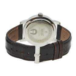 Pre Owned Aigner Brown Stainless Steel Leather Cortina A26000 Unisex Wristwatch 42 mm