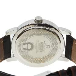 Pre Owned Aigner Brown Stainless Steel Leather Cortina A26000 Unisex Wristwatch 42 mm