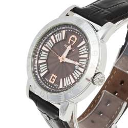 Aigner Brown Stainless Steel Leather Cortina A26000 Unisex