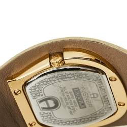 Pre Owned Aigner Gold Plated Stainless Steel Leather L'Aquila A41200 Women's Wristwatch 36 mm