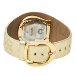 Pre Owned Aigner Gold Plated Stainless Steel Leather L'Aquila A41200 Women's Wristwatch 36 mm